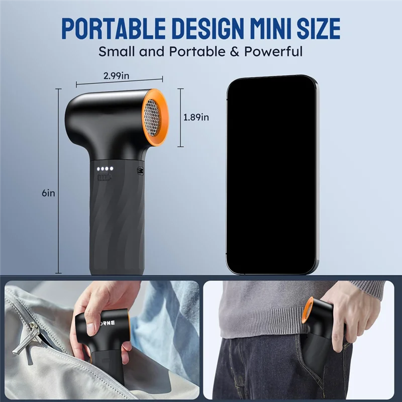 ABLL-圧縮エアダスター、ミニブロワーターボファン130000RPM - コードレスエアダスターブロワー、車のドライキーボードPCコンピュータ用