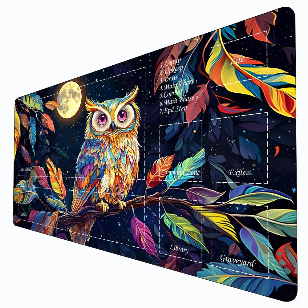 

Игровые коврики Owl Magic Card с зональным игровым ковриком Коврик для мыши Настольные коврики Commander Playmat подходят для сбора игр mtg 14*24 дюйма