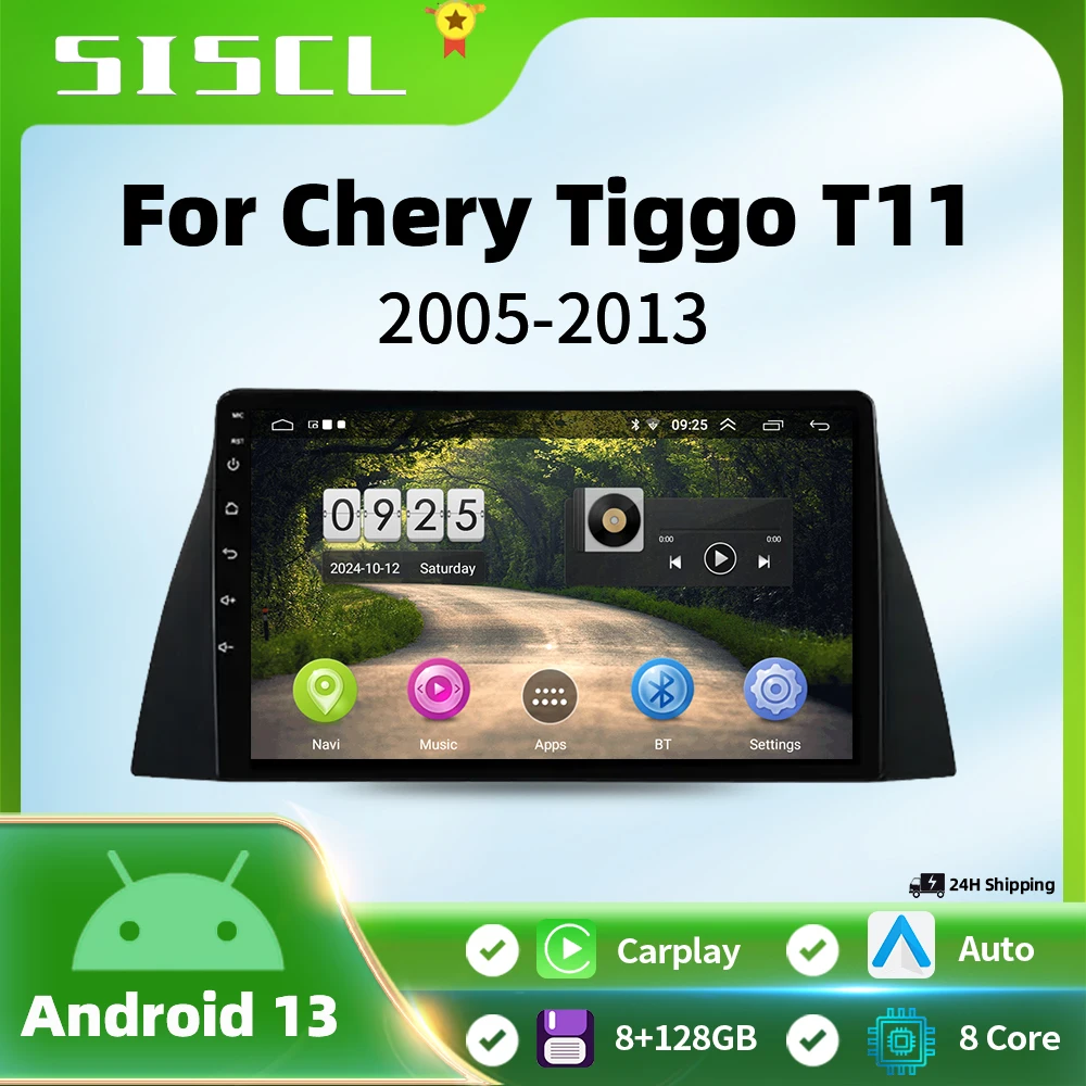 For Chery Tiggo T11 2005-2013 Android 14 Car Radio Multimedia Video Player Android tablet No 2din dvd QLED Screen 4G BT