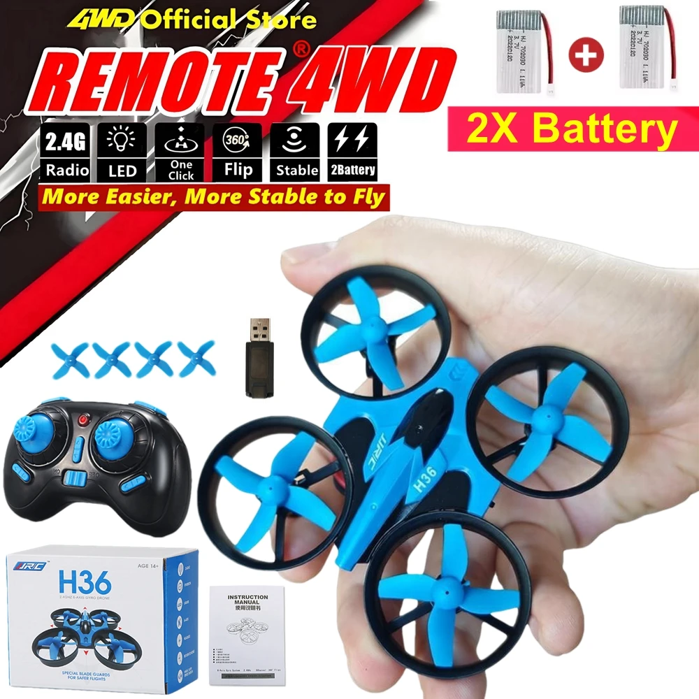 Mini Drone para Iniciantes, Helicóptero de Controle Remoto de Bolso, Avião de Rádio 2.4G com LED, Brinquedo Quadcopter RC