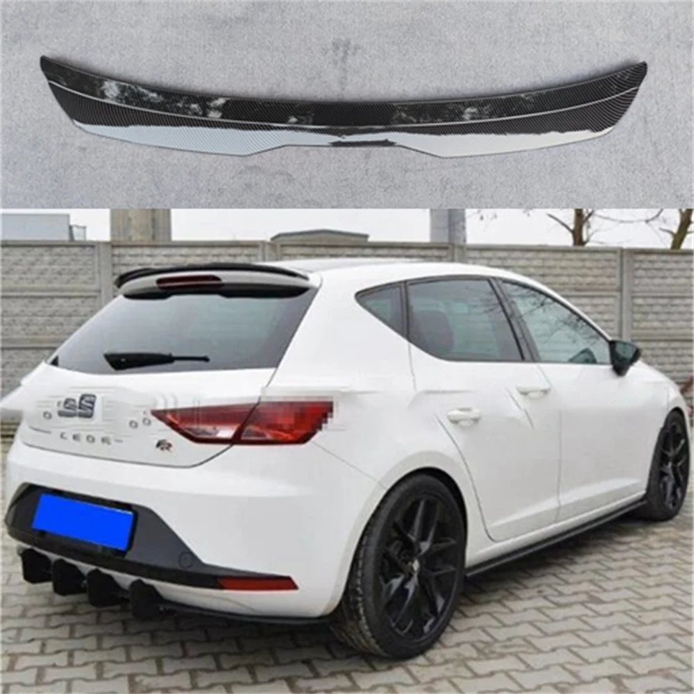 ABS Glossy Black Carbon Lip Spoiler For Seat LEON MK3 FR 2012-2020 5Doors Hatchback Universal Car Tail Wing Decoration