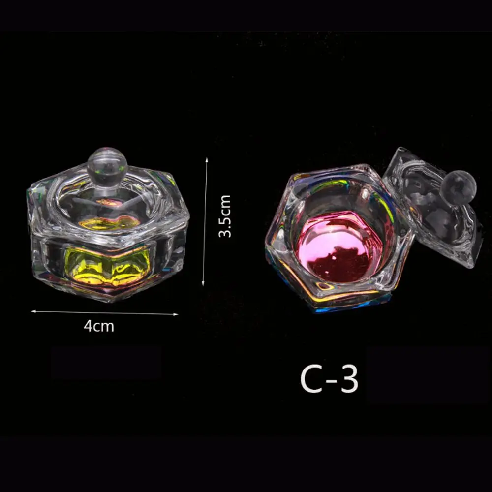 Met Deksel Borstel Wasbeker Manicure Accessoires Acryl Poeder Kom Nail Crystal Cup Poeder Vloeibare Schotel Nail Art Dappen Schaal