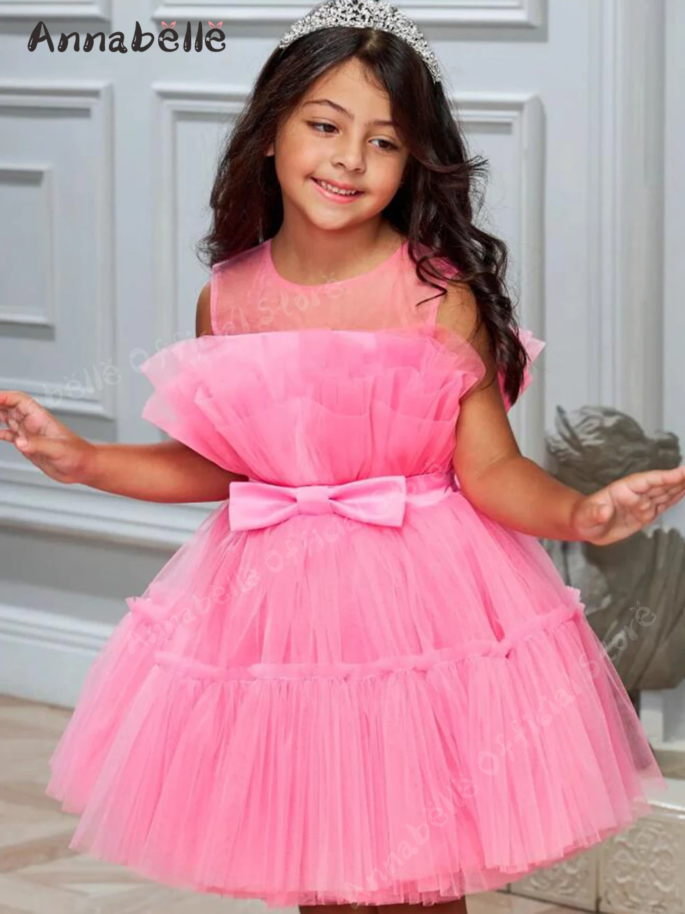 Vestido Annabelle Para Design De Menina Tule Sensível Vestidos O-Pescoço Para Menina Festa Casamento Noite