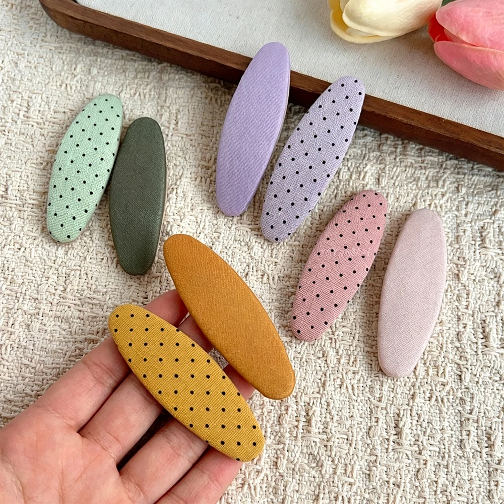 2pcs Fabric Water Drop BB Hair Clips for Girls Soft Elliptical Side Hair Fixing Barrettes Fringe Accessories Small Hair Decor