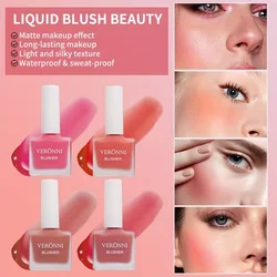 4 Colors Liquid Blush Waterproof Face Pink Velvet Matte Blusher Long-lasting Orange Silky Natural Contour Liquid Cheek Blush