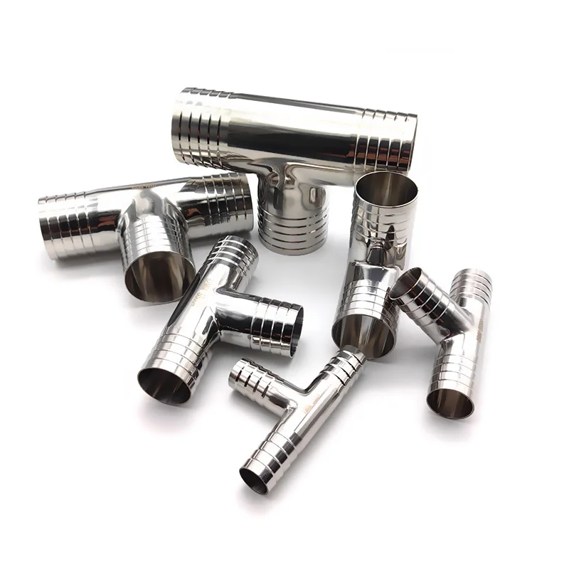 

SS304 Тройник Т-образного типа для санитарного шланга 19 25 32 38 45 51 мм Полированный соединитель для пива, воды, пищевых напитков, молочных пивоварен