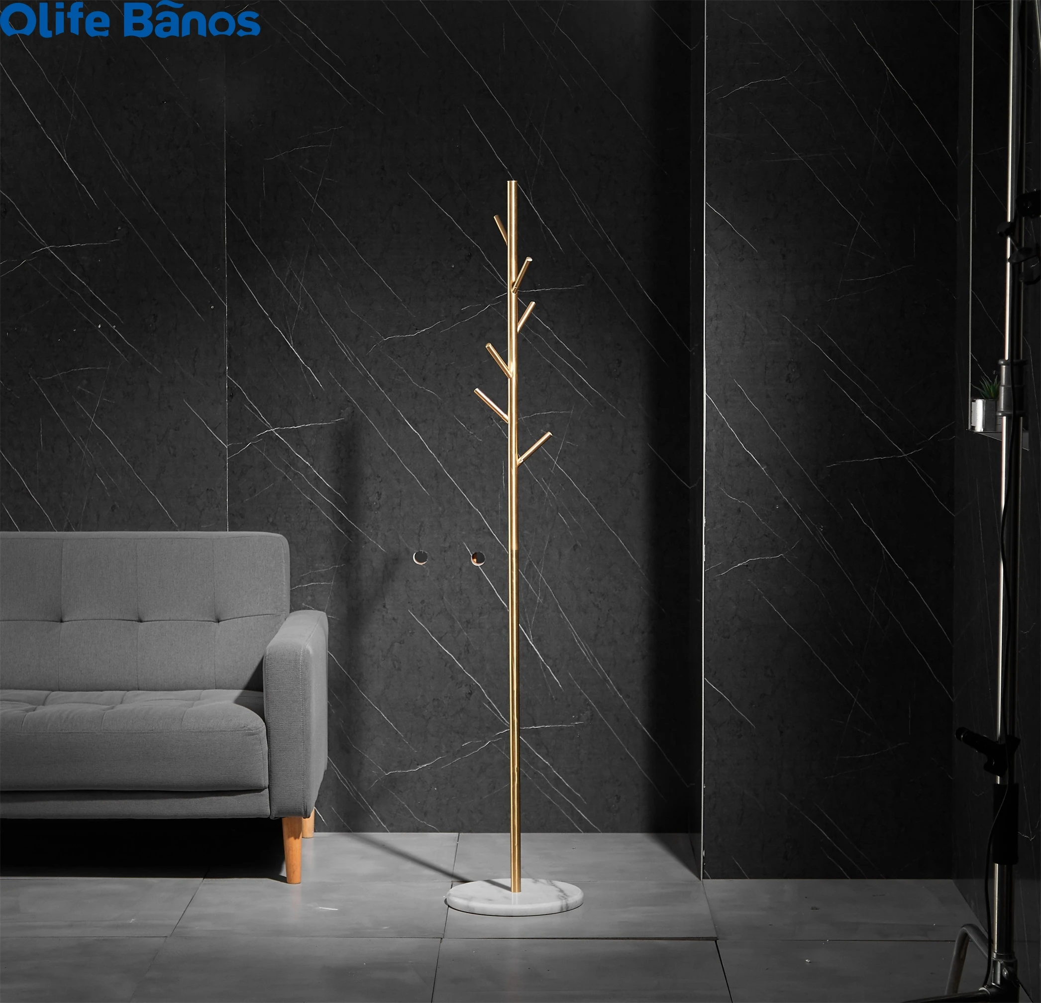 

Bathroom Nordic Luxury Marble Base Coat Rack Bedroom Metal Hanging Clothes Rack Gold Floor Marble Clothes Tree