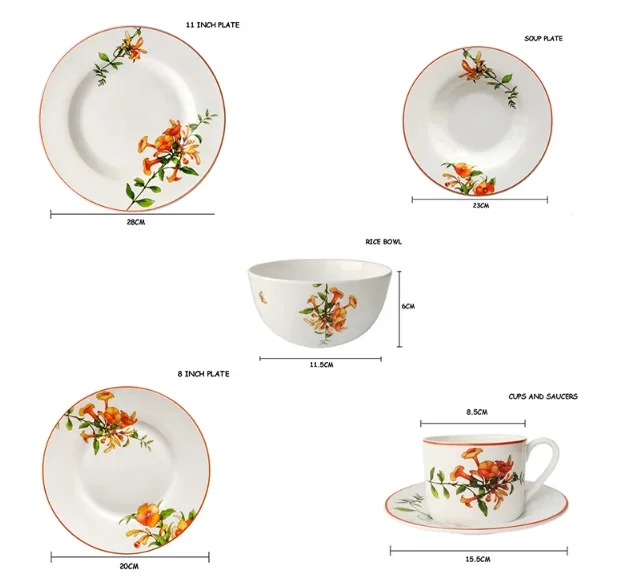 American Dinnerware Set Azalea Bone China Steak Plate Soup Plate Coffee Cup Ceramics Food Tray 10inch Full Set Tableware 1pcs