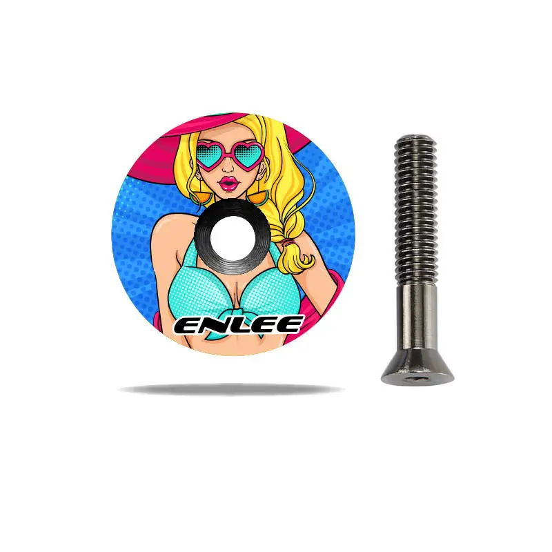 ENLEE 8 Patterns Bicycle Stem Top Cap MTB Road Bicycle Headset Stem Cap 1-1/8
