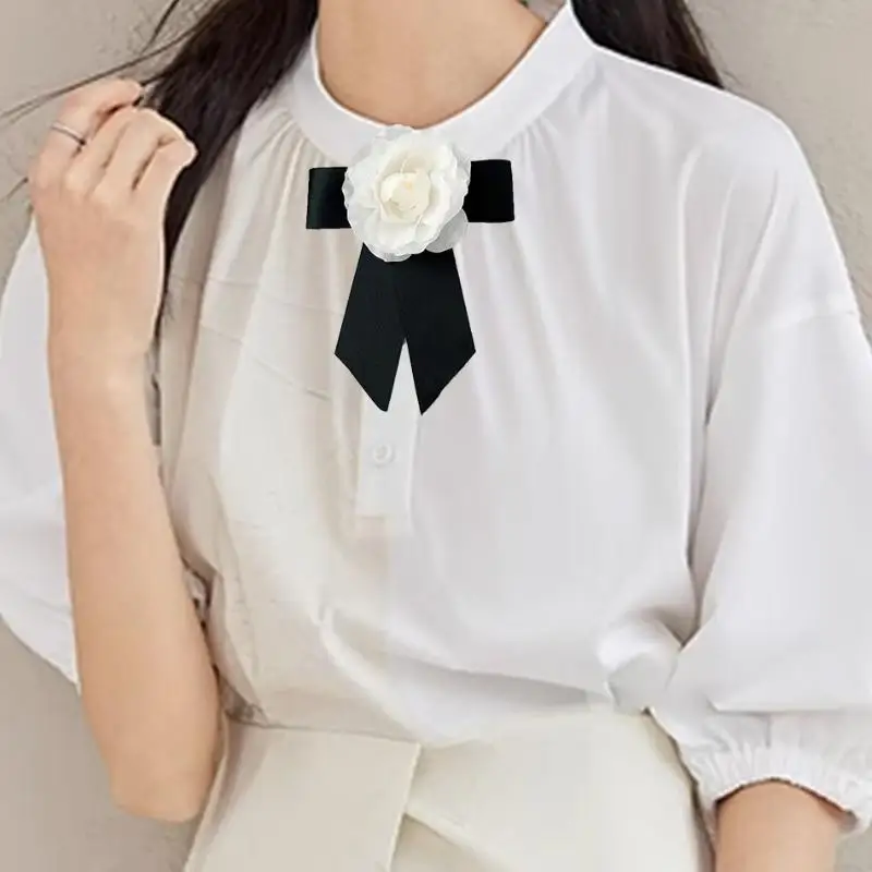 الرجعية كاميليا القوس طوق دبوس أنيق الأسود Bowknot بروش الحداد بروش المرأة قميص دعوى ربطة العنق مجوهرات اكسسوارات