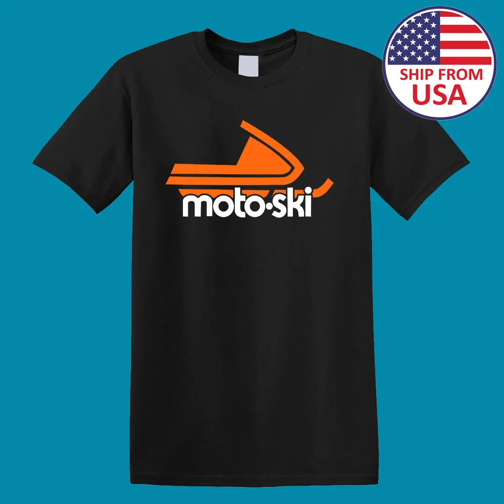 Moto Ski Men's Black T-shirt Size S to 5XL