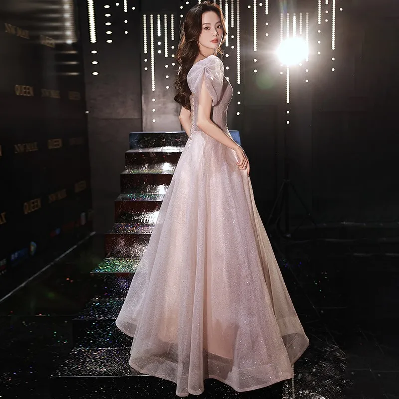 

Pink Women's Banquet Temperament Entry Adult Ceremony Birthday Art Exam Performance Costume Host Long Dress