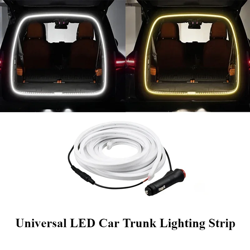 Universal LED Car Trunk Lighting Strip With Cigarette Lighter Induction 5 Meters Free-Cut Waterproof Soft Decorative Light Bar