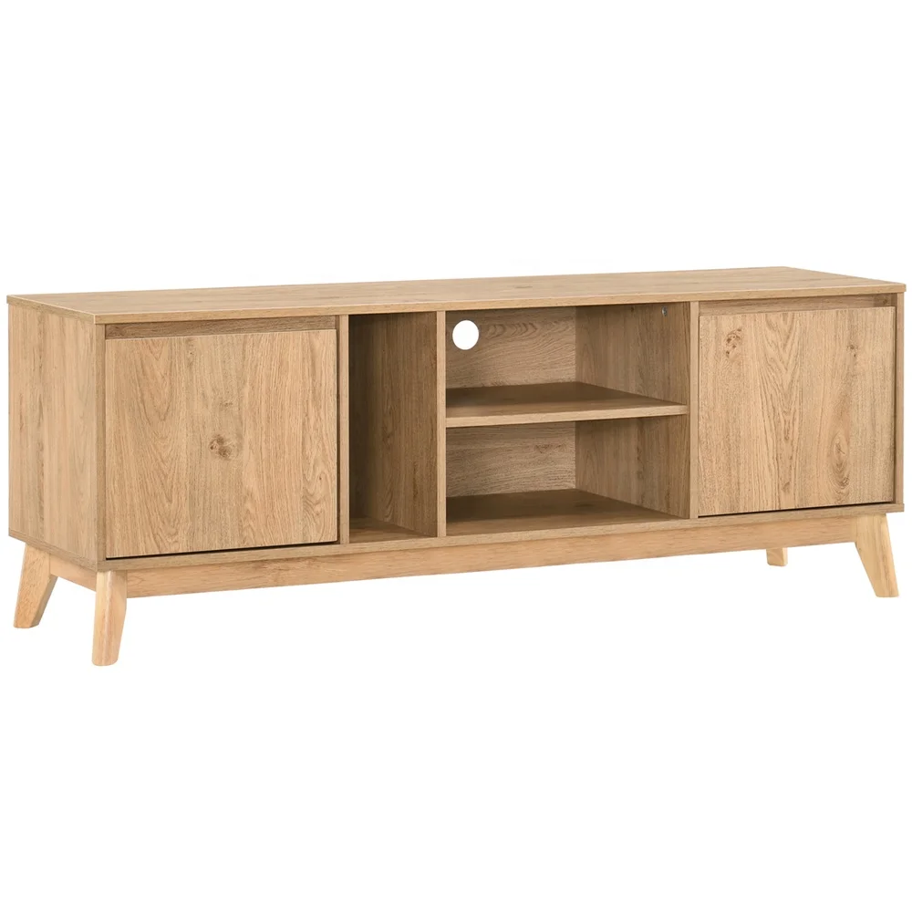 Stylish Scandinavian Style Wood Oak Color Villa Entertainment Unit Tv Stand For Living Room