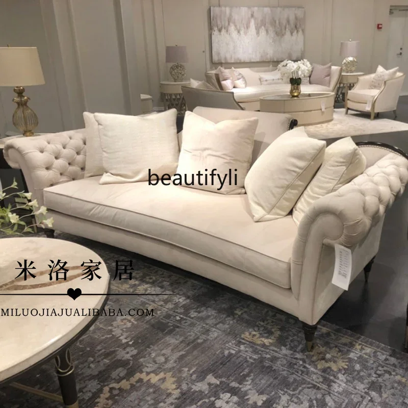 

D06 American, light luxury pull-button solid wood soft bag sofa American floor sofa living room sofa combination furniture
