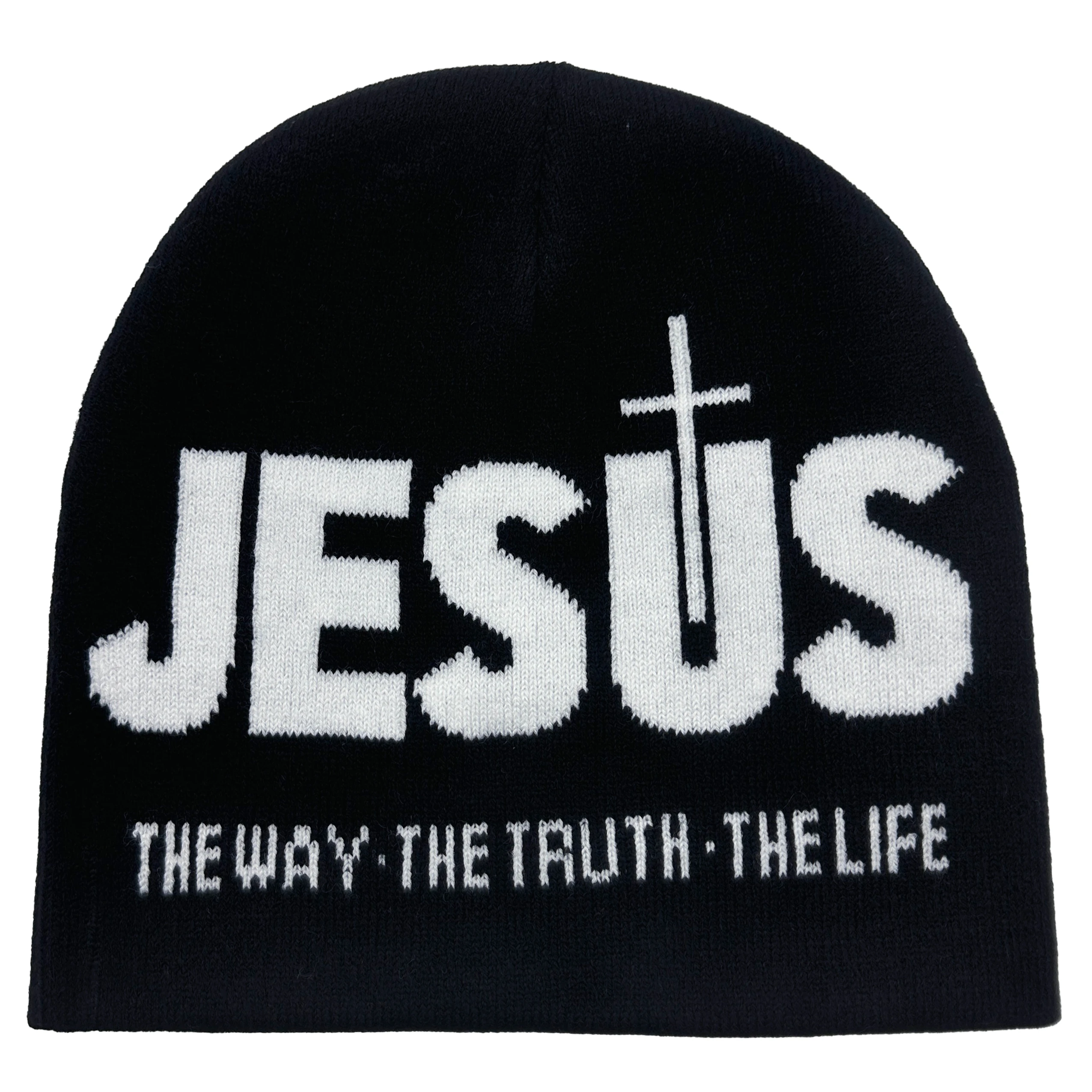 Jacquard Alphabet JESUS Strickmütze Herbst/Winter Outdoor Thermomütze Unisex Pullover Mütze – Detail 10