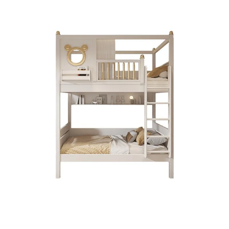 

Children's upper and lower beds Light luxury upper and lower tables Combination heightened double-layer slide with wardrobe
