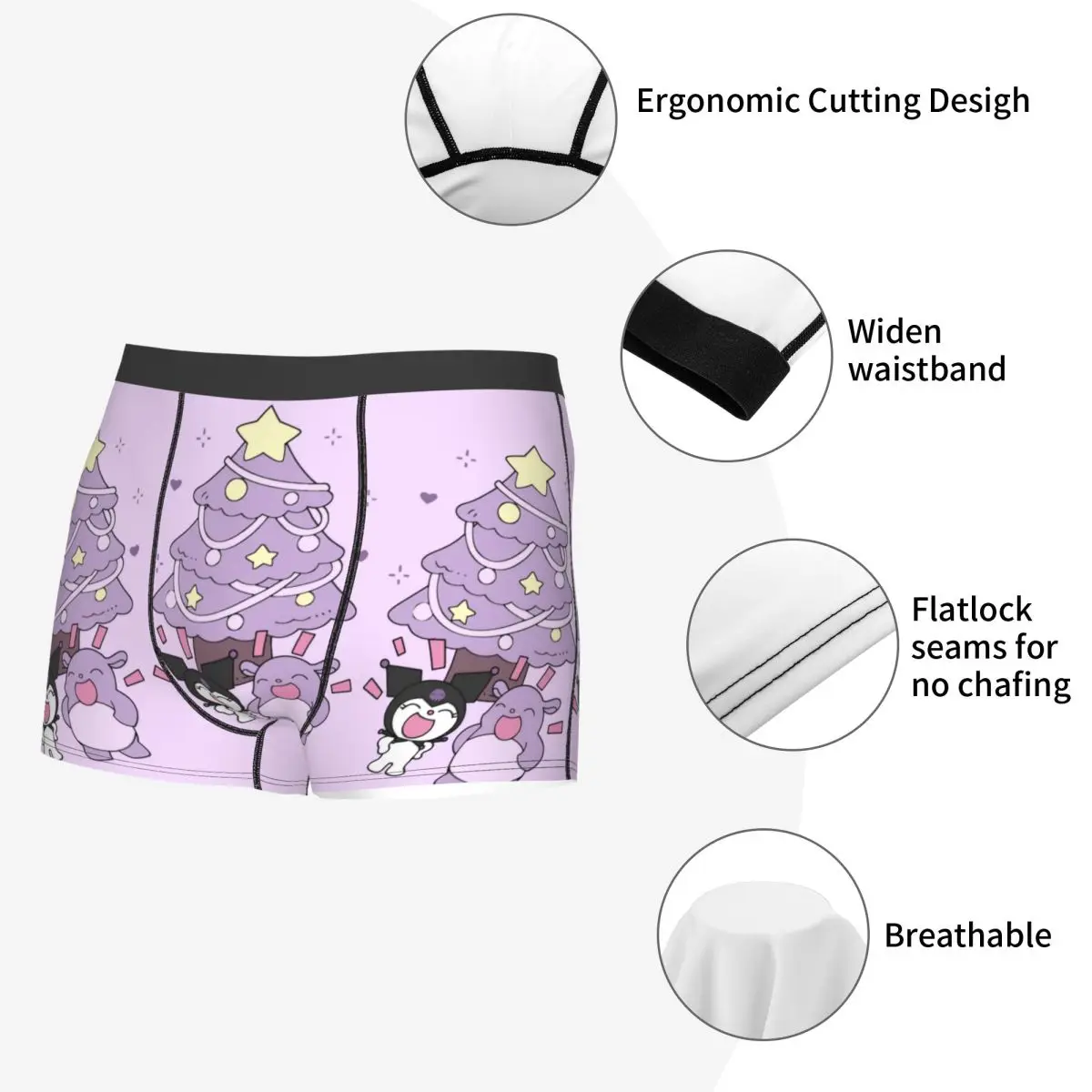 Custom Kuromi Cartoon Movie Boxer Shorts For Homme 3D Printed Kawaii Design Underwear Panties Briefs Stretch Underpants
