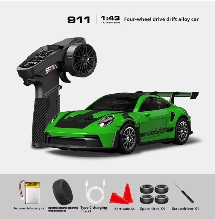 RC Car 1/43 4WD Metal Body Simulation Drift RC Car Electric Full Scale Remote Control Model with Gyroscope Boy Adult Toy Gift