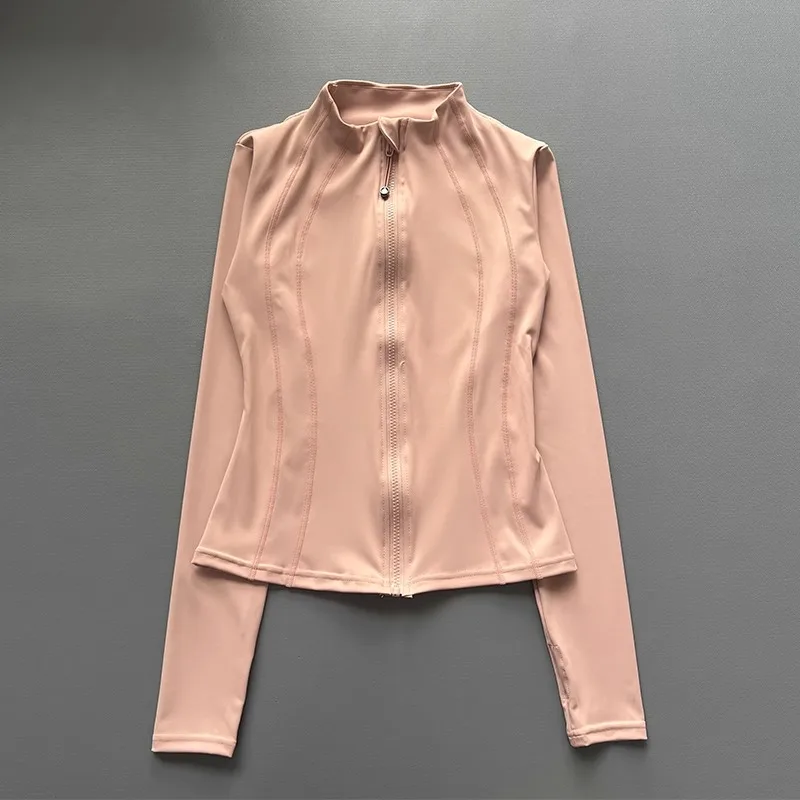 سترة يوجا مقاومة للرياح للنساء - سترة سميكة بياقة واقفة وأكمام طويلة للجري في صالة الألعاب الرياضية/ركوب الدراجات الخريفية مع سريع الجفاف