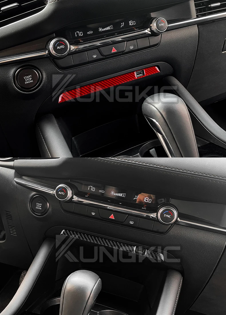 Echter, weicher Carbonfaser-Aufkleber für Mazda 3 Axela 2019 2020 2021 2022 2023 2024 2025 LHD RHD Auto-Mittelkonsole USB-Rahmenverkleidung – Detail 10