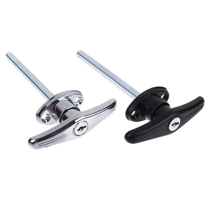 1Set Handle Lock Replacement Shed Door Barn Garage Keyed T-Handle Zinc Alloy Hardware Locking T Lock Handle With 2 Keys