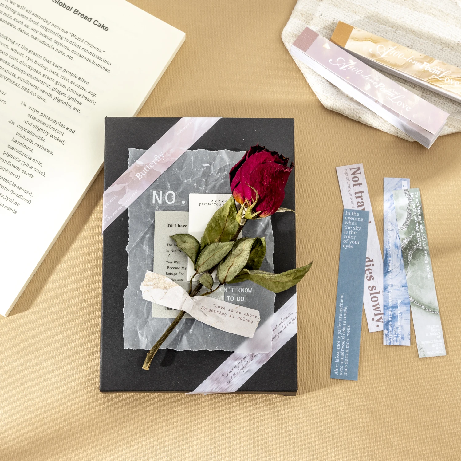 100 خطًا من الشعر على سلسلة الحب، كتاب ملصقات للمناظر الطبيعية بنص إنجليزي عتيق، مواد مجلة إبداعية يمكنك صنعها بنفسك، أدوات مكتبية مجمعة #4