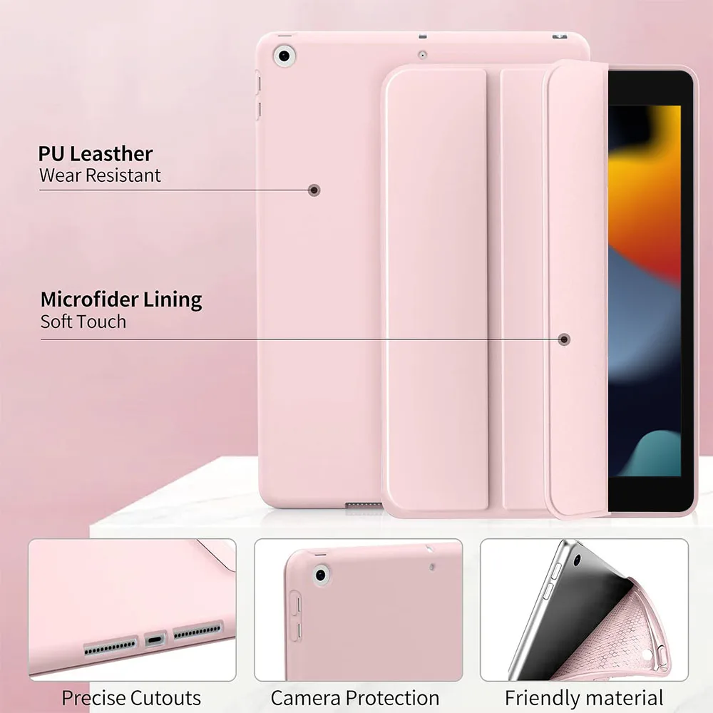 Silicone Case For iPad 9/8/7th Gen 10.2-inch, Lightweight Smart Trifold Stand Cover, Shockproof Soft TPU Back, Auto Sleep/Wake image 6
