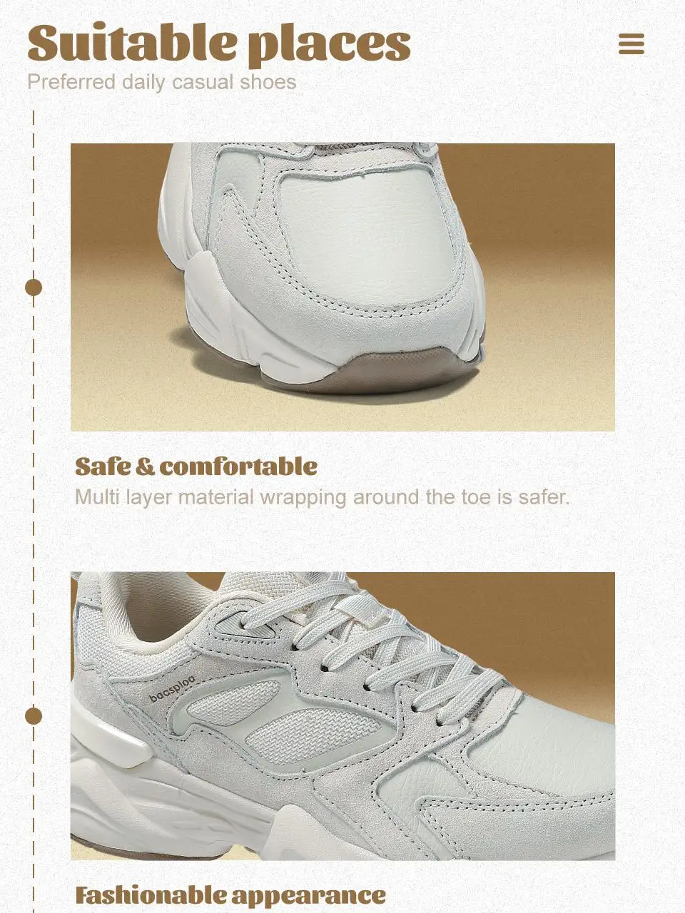 Baasploa Damen-Walking-Sneaker, Winter-Komfort-Lederschuhe, modische, einfarbige Sportschuhe mit erhöhter Sohle für Damen – Detail 5