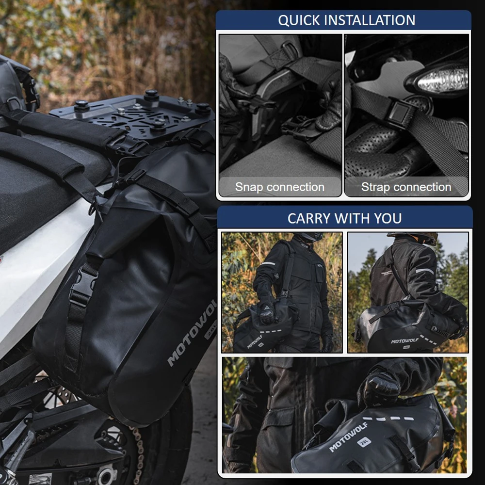 Motorcycle Bag 18L  28L 48L Waterproof 2 Pcs Universal Fit Motorcycle Pannier Bag Saddle Bags Side Storage Fork Travel Luggage
