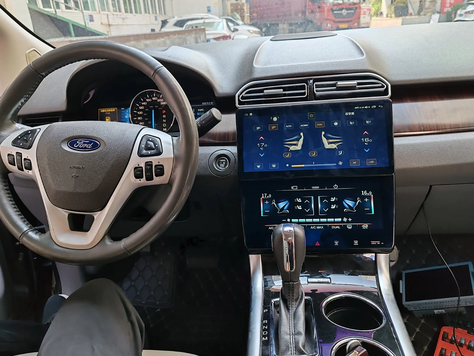 12 Inch+10Inch Android14 CarPlay For Ford Edge 2010-2012 Car GPS Radio Multimedia Player with air conditioning screen Head Unit