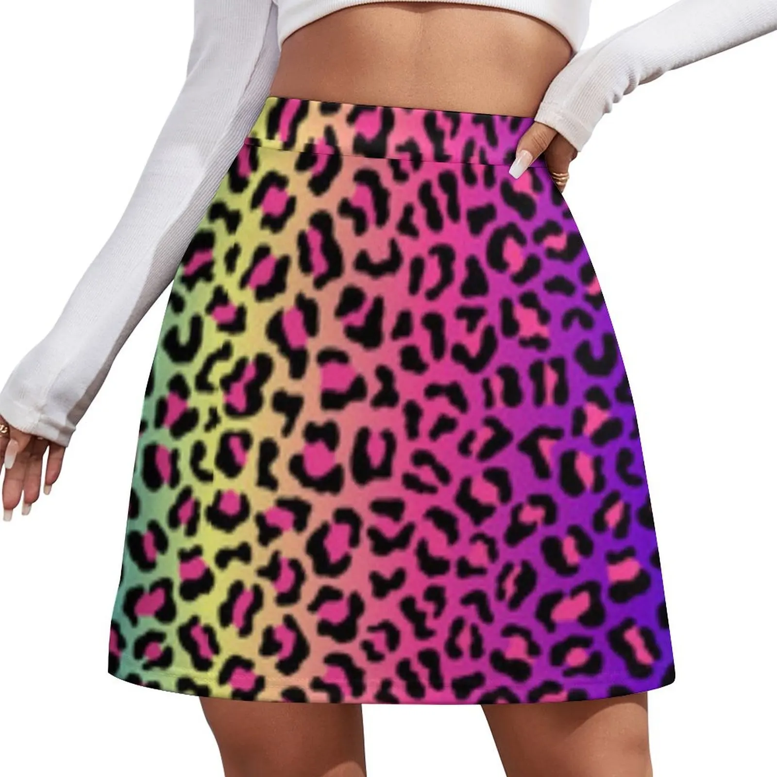 

Rainbow Leopard Mini Skirt women's summer dress 2026 kawaii skirt japanese fashion Miniskirt