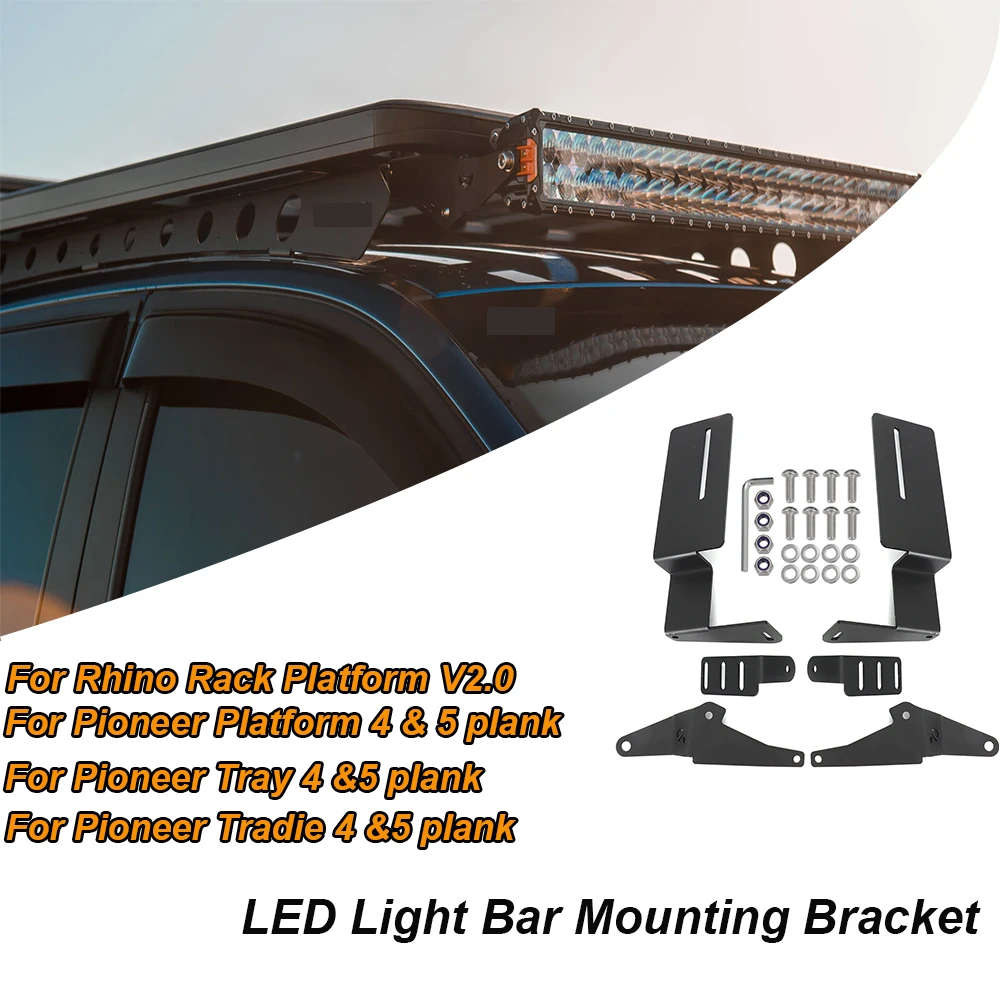 For Rhino Rack Platform V2.0 Tray 4 & 5 plank LED Light Bar Mounting Bracket