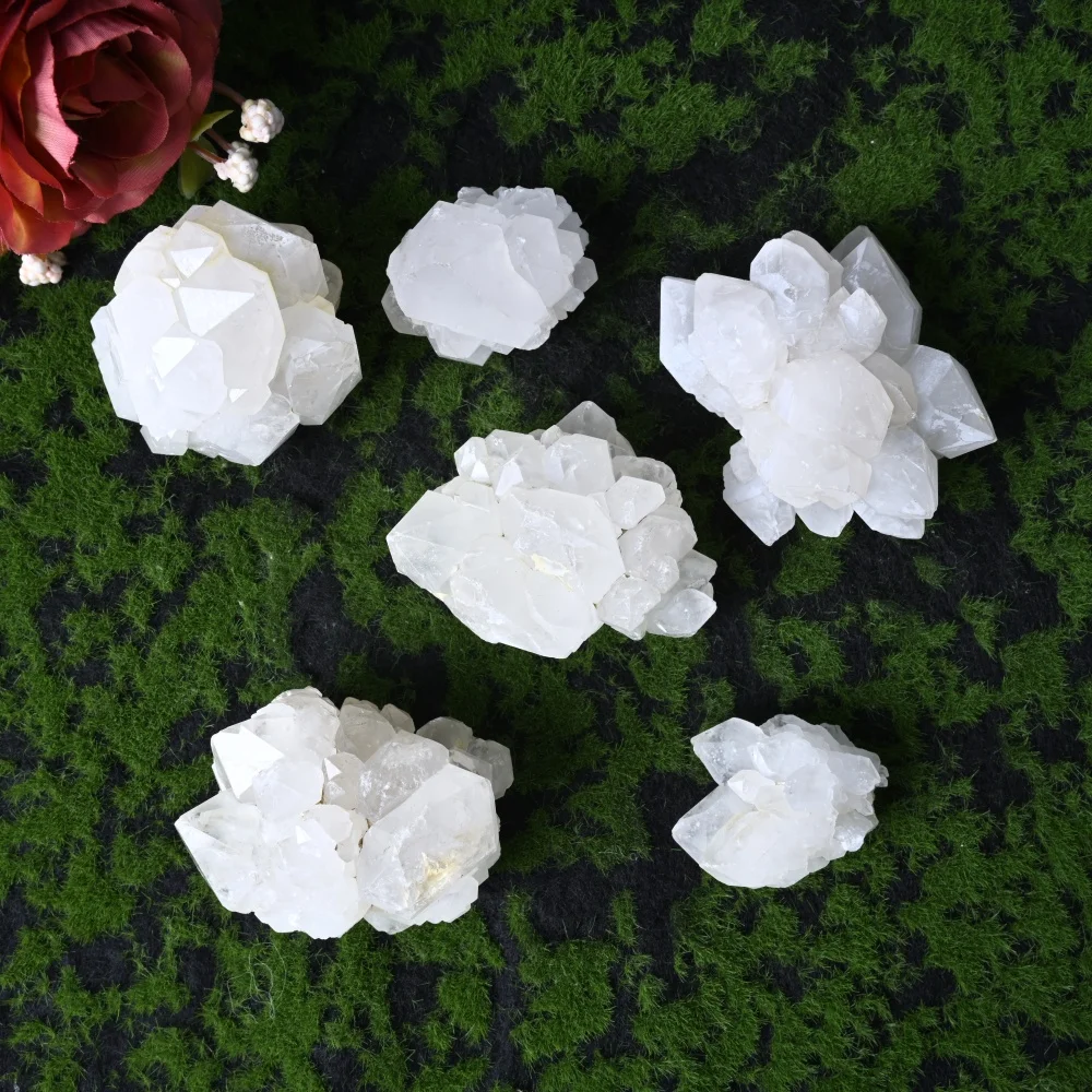Natural Transparent Quartz Crystal Cluster Multi-Faceted Pointed Crystal Home Decoration Meditation Crystal Holiday Gifts