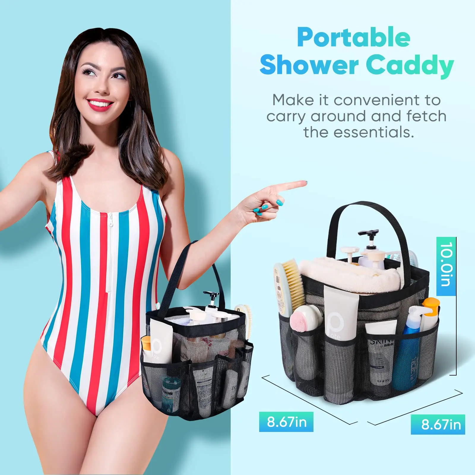 Transparente Netz-Kosmetiktasche, Wasserdichter Reise-Organizer, Tragbare Dusch- und Kosmetiktasche, Strand-, Fitness- und Badezimmer-Zubehör-Aufbewahrungstasche – Detail 4