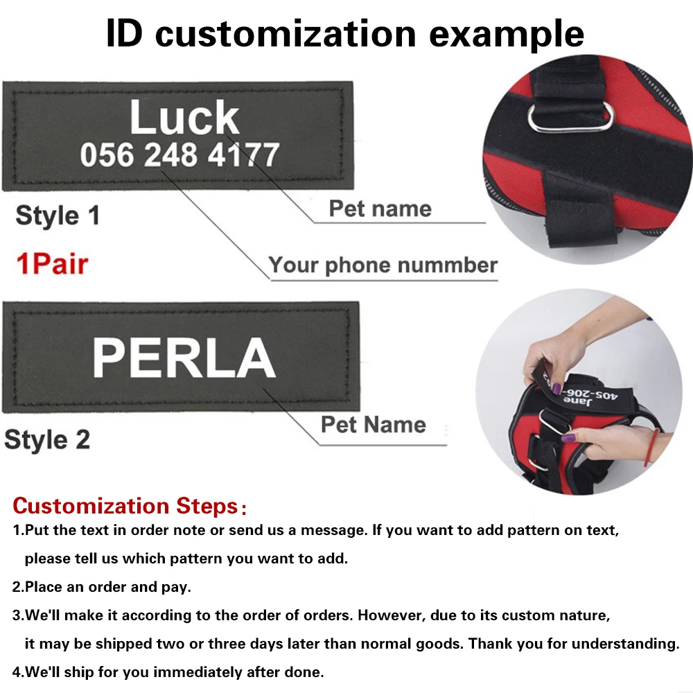 Adjustable Nylon K9 Dog harness Personalized Reflective Pet Harness for Small Medium Large Dogs  No Pull Dog Harness Leash