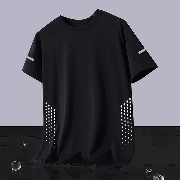 Neue Ice Silk Laufshirts für Herren, lockeres Kurzarm-Oberteil, Basketball-Gym-Sportbekleidung für Männer, Fitness-Workout, atmungsaktives Mesh-T-Shirt – Detail 22