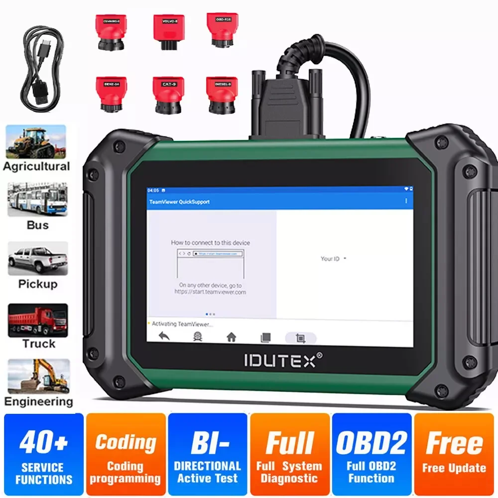 IDUTEX TS710 Diesel Heavy Duty Truck Diagnostic Tool with D.PF Regen Bi-directional Actuation ABS Bleeding Cylinder Balance Test