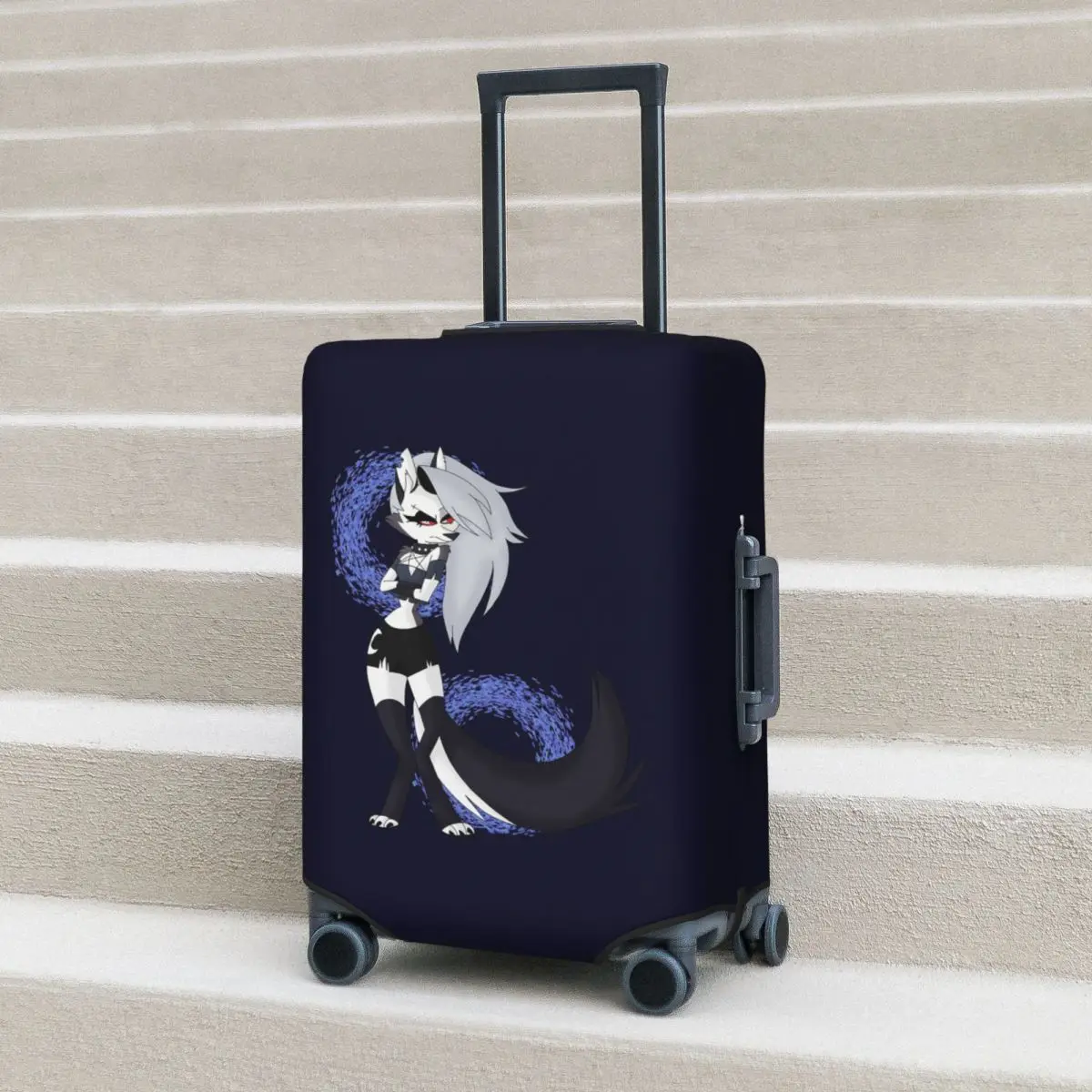 

Loona Collage Helluva Boss Anime Suitcase Cover Protection Elastic Travel Luggage Protector Covers for 18-32 Inch