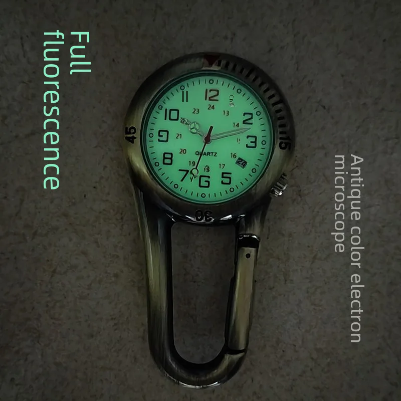 Reloj con hebilla para montañismo y calendario al aire libre, mochila deportiva, reloj de bolsillo luminoso, reloj de cintura para personas mayores, reloj de enfermera