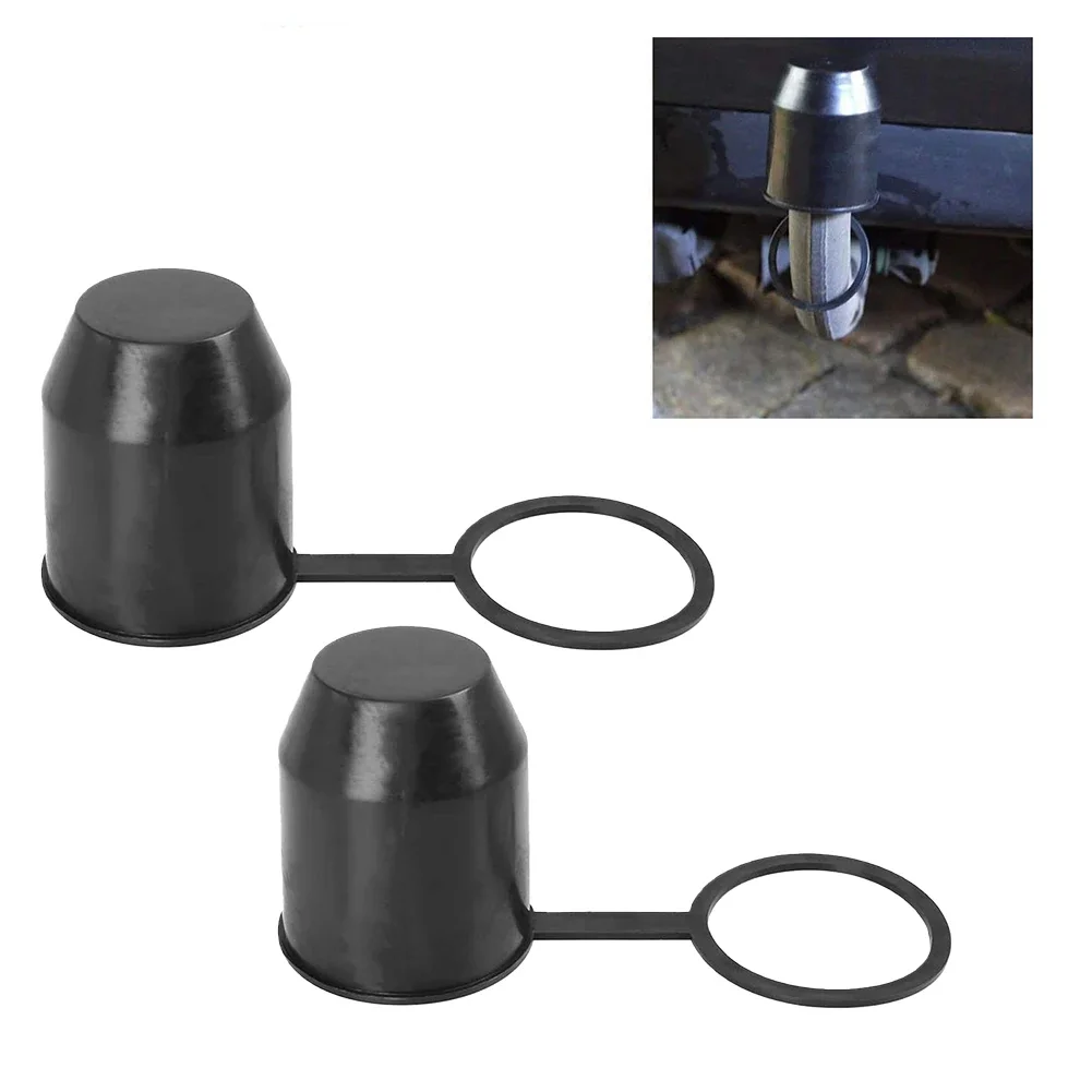 

Universal 2x Trailer Hitch Ball Tow Bar Cover Protection Cap Black Plastic Cap For Caravan Truck For 50mm Ball Heads 52mmx70mm