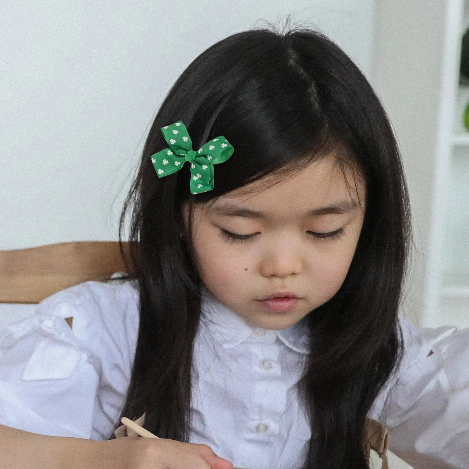 2Pcs Duckbill Clip Grosgrain Ribbon Kids Hairpins St Patrick's Day Party Wedding Accessories Hairclip for Kids