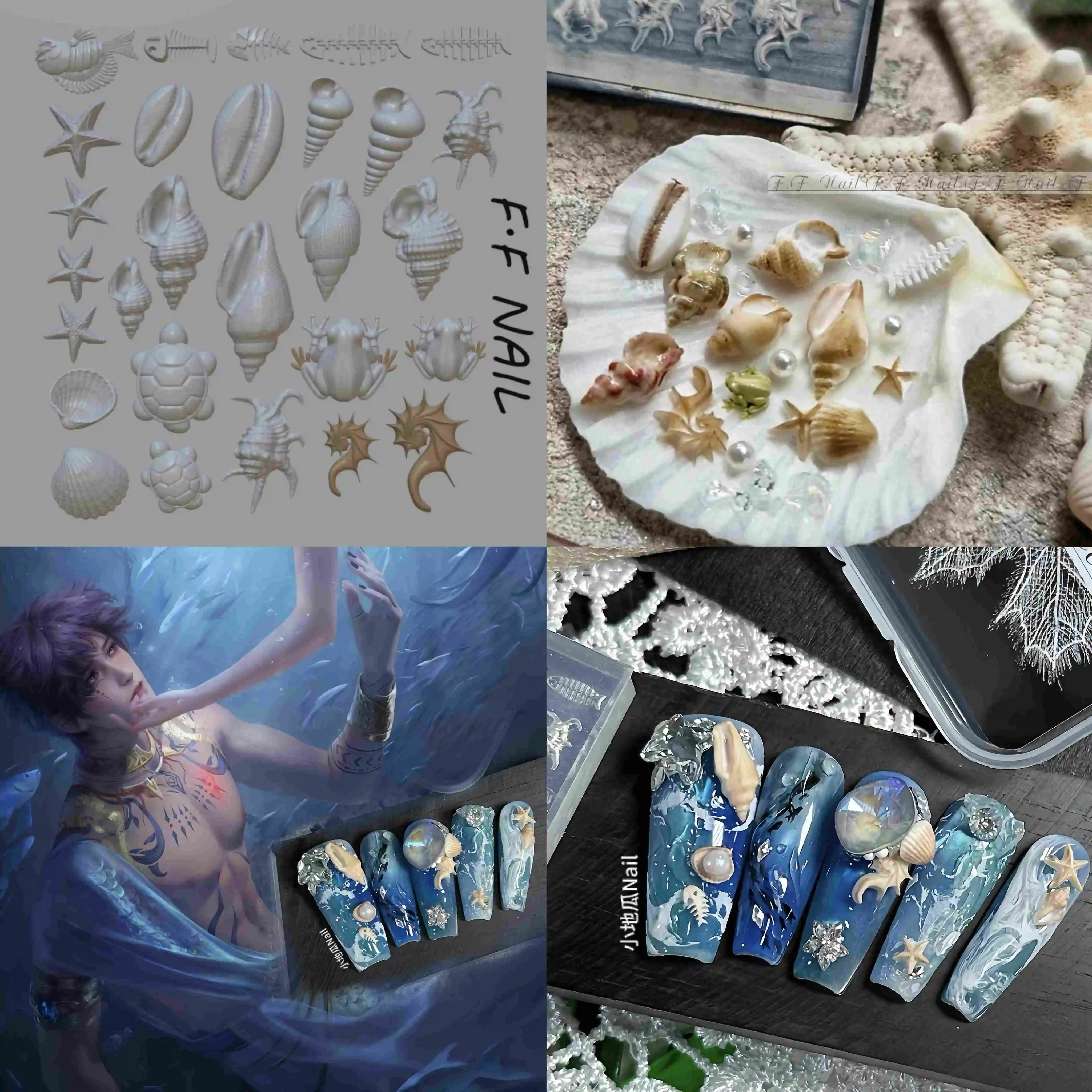 1pc Sheepshead  Snake Flamingo Jellyfish Dragon Dtream 3D Acrylic Mold  Nail Art DIY  Silicone  Nail Art Templates Nails Mold