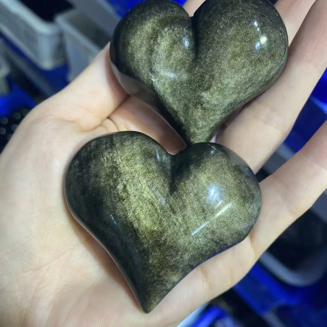 Natural Golden Obsidian Crystal Quartz Heart, With Healing Properties, Energy Gemstone, Purifying And Demagnetizing Effect, Divi