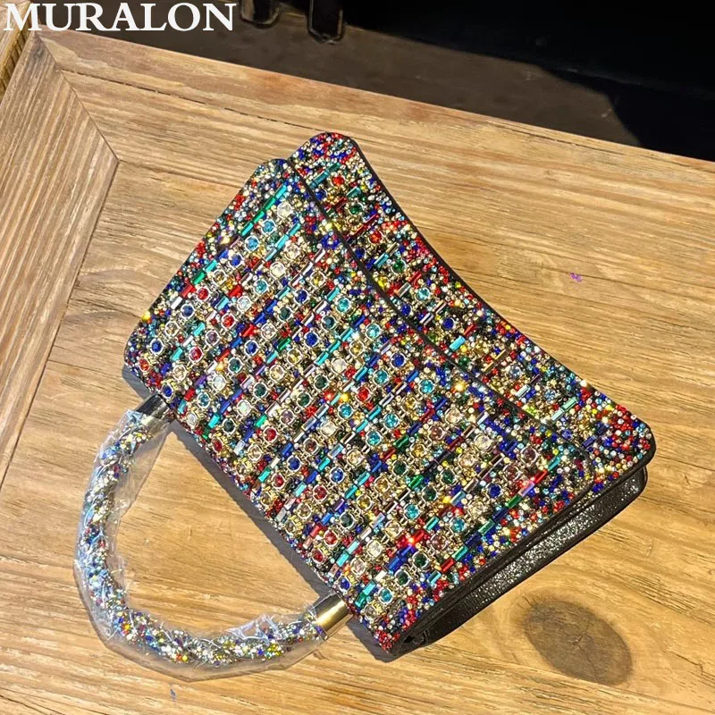 2025 New Retro Full Diamond Handbag Fashion All-match Evening Bags Senior Feeling Evening Bag Lipstick Purse