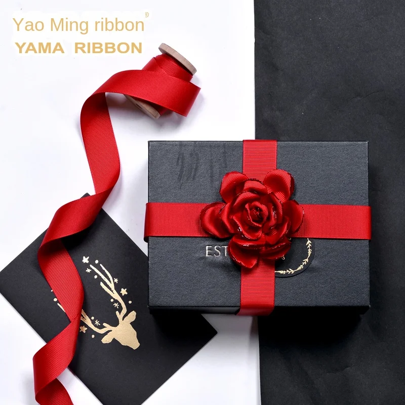 Тесьма YAMA, 25 мм, тканевая атласная лента с краями, тканевая поделка, подарочная упаковка, бант для волос, красная серия для «сделай сам», аксессуар для платья, дома