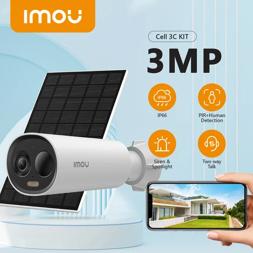 IMOU Cell 3C con Panel Solar, cámara WiFi 2K, batería de 5000mAh, inalámbrica IP66, visión nocturna inteligente en Color, cámara de seguridad para el hogar