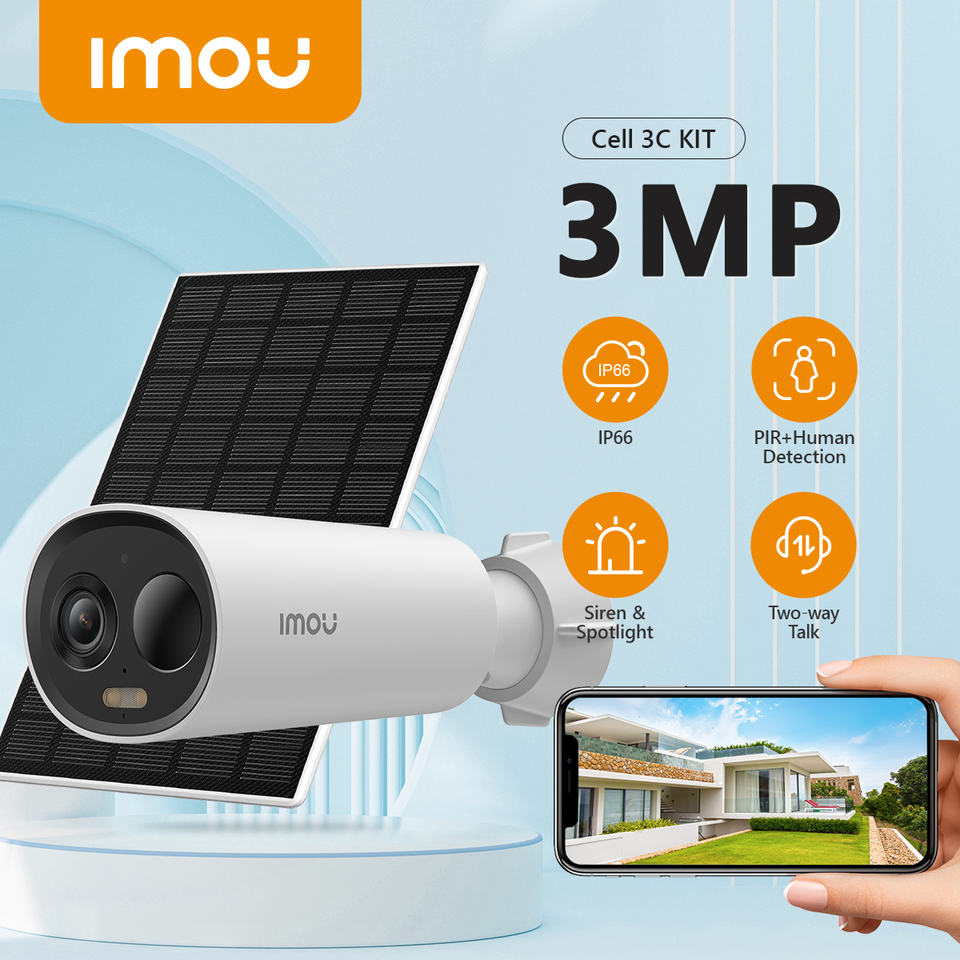  IMOU Cell 3C with Solar Panel Set 2K WiFi Camera 5000mAh Battery Wireless IP66 Smart Color Night Vision Home Security Camera 