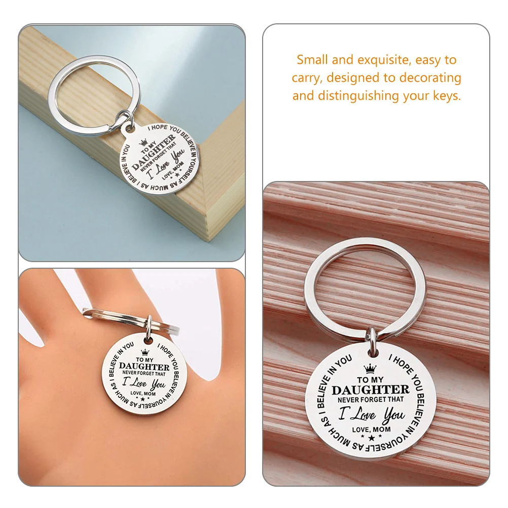 

4pcs Engraved Keychain Stainless Steel Mum Daughter Kids Gifts Ring Charms Fashion Pendant Diy Hanging Accessories