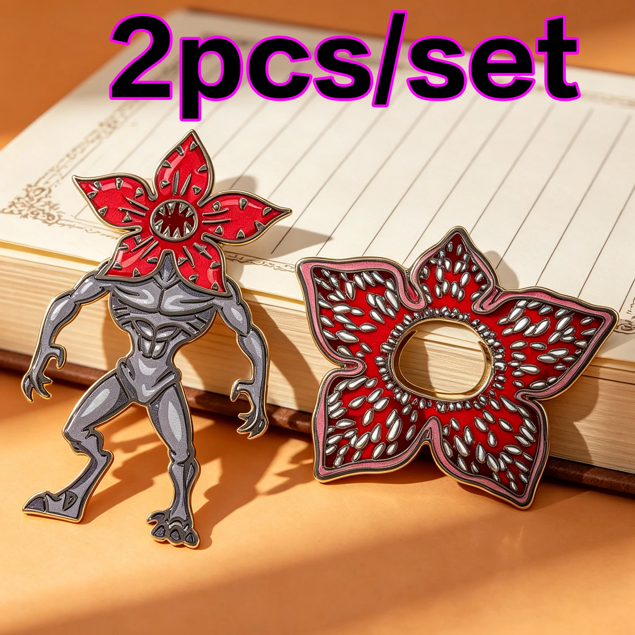 Demogorgon- und blumenförmige, gruselige, gotische Metall-Lesezeichen/Buchklammern – langlebige Seitenmarkierungen für Science-Fiction-Fans.